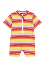Toobydoo Infant Toddler 12-18M Pink 1 Pc Bodysuit Rash Guard Swimsuit Stripe