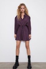  ZARA Purple Mini Flowy Dress Long Sleeve - Size M - Ref.345/611/03