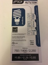 TCP 40/75/125W Compact Flourescent Lightbulb Energy Star