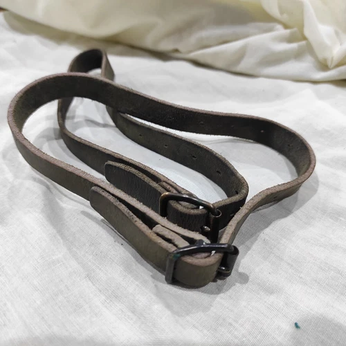 Authentic Swedish Army M59 trousers leather ankle straps green 1960-70s military