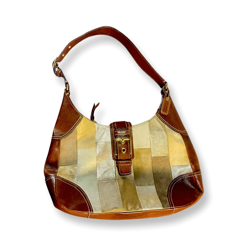 Coach multi-color suede and leather purse