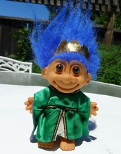 Troll Doll Queen Troll with Crown Purple Green Robe - 5" Russ Brand.Blue hair