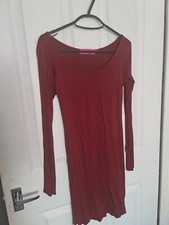 Burgundy long sleeve fitted soft summer evening party dress size 8