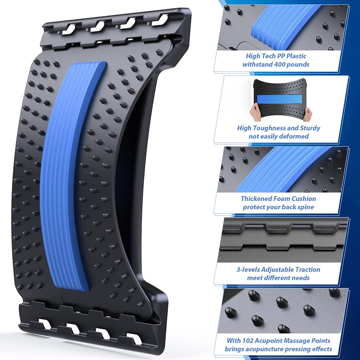 Back Stretcher for Lower Pain Relief Adjustable Lumbar Back