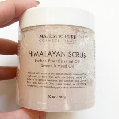 Himalayan Salt Body Scrub Exfoliator Lychee & Almond Oil 10 oz. NEW & SEALED