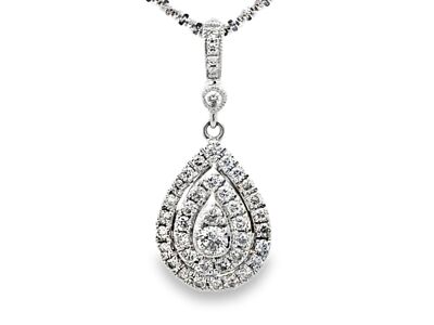 Neil Lane Pear Shaped Double Diamond Halo Diamond Necklace