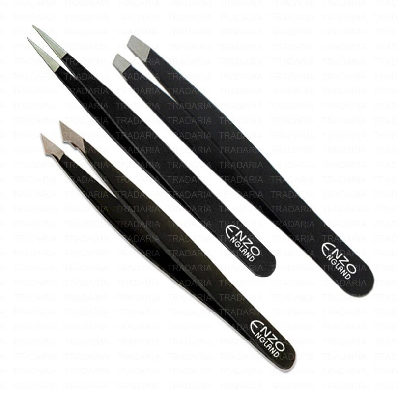 ENZO ENGLAND BLAK BEAUTY FACIAL EYEBROW HAIR REMOVING SLANTED FINE TIP CRAFT BEADING TWEEZERS