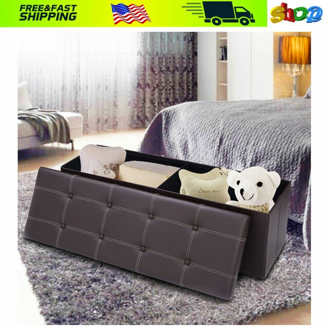 End Of Bed Storage Bench Seat Black Foot Of Bed King Size Leather Stool Bedroom Benches Stools Home Garden