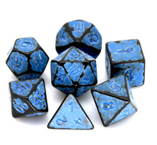 Graffiti Blue 7 Dice Set - 5E DND Dungeons Dragons Pathfinder RPG d20