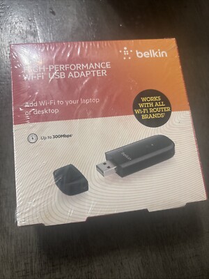 Belkin N300 High Performance Wireless Wi-Fi USB Adapter New NIB