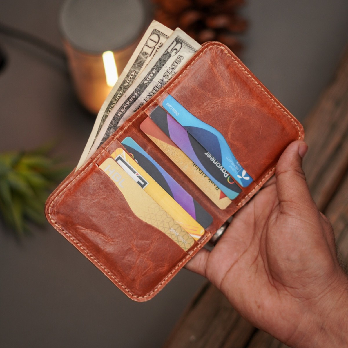 Topsum London Portafoglio Uomo In Pelle Genuina, Bifold, Con Protezione RFID, 11,5x9,3x1,5 Cm, In Scatola Regalo