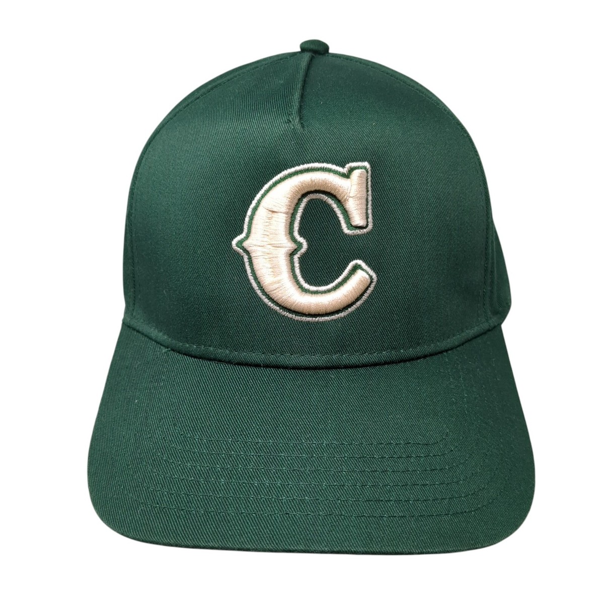 Letter C Snapback Hat Green One Size Solid Adjustable Embroidered