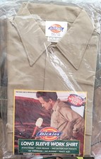 Dickies Long Sleeve Work Shirt. Small, Neck 14-14.5. NEW. Khaki. Vtg.