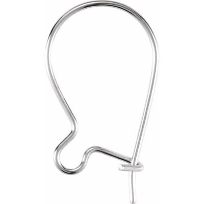 10K 14K 18K Solid Gold or Silver Plain Kidney Ear Wires Hooks 15x8.5 mm w/Ring