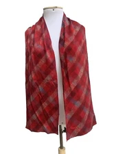 UNBRANDED CHECK RED RECTANGLE Silk scarf 66/10   in  #A3