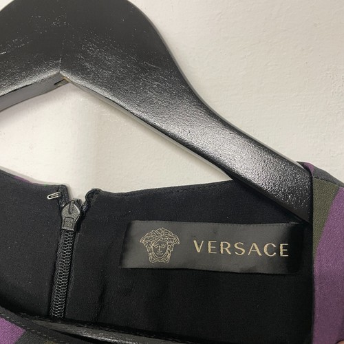 Versace S/S 2016 Runway mehrfarbig Druck Seitenknoten Viskose Minikleid Größe 46 - Bild 5 von 10