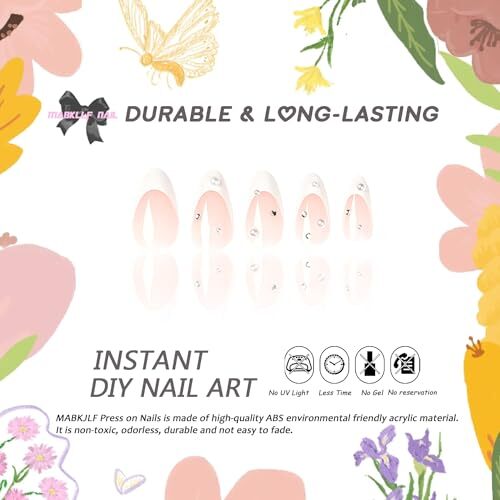 Press on Nails Medium Almond French Tip Fake Nails Nude Full Almond Nails23 - Bild 2 von 7