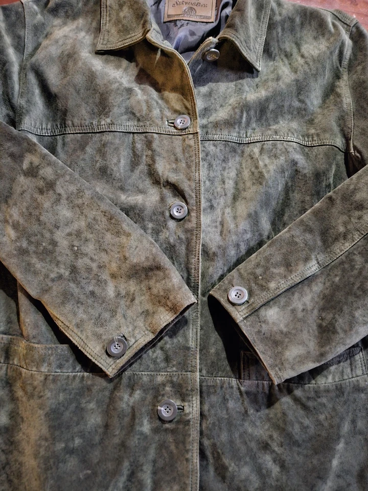 Vintage St. John's Bay Suede Leather Jacket In Green Size Large - Image 3 of 4
