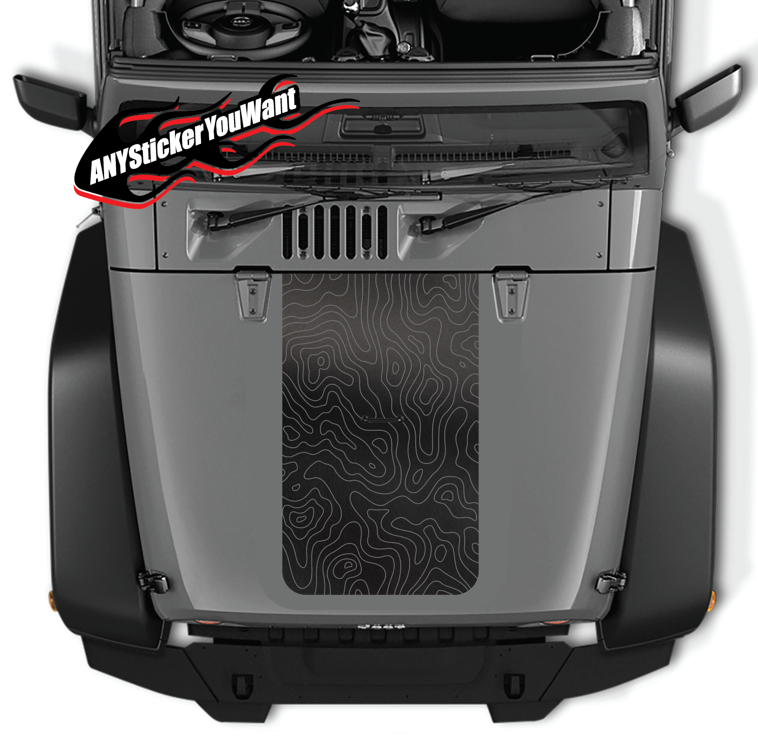 Topographic Vinyl Decal Hood Sticker Fits Jeep Wrangler JK LJ TJ | eBay