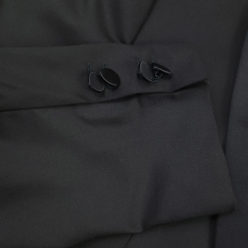 $695 HUGO BOSS Astian Black Peak Lapel Slim Fit Wool Tuxedo Jacket Mens Size 40S - Image 2 of 4