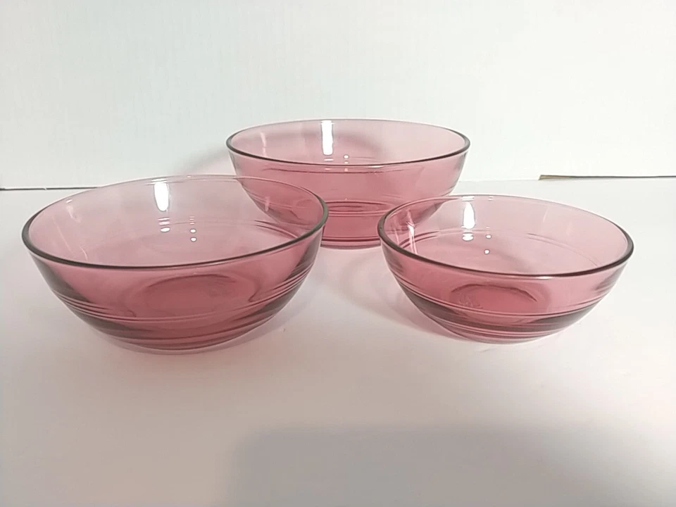 Set of 3 Social Studies Nesting Prep Bowls FabFitFun Small Mauve Cranberry Color - Image 2 of 4