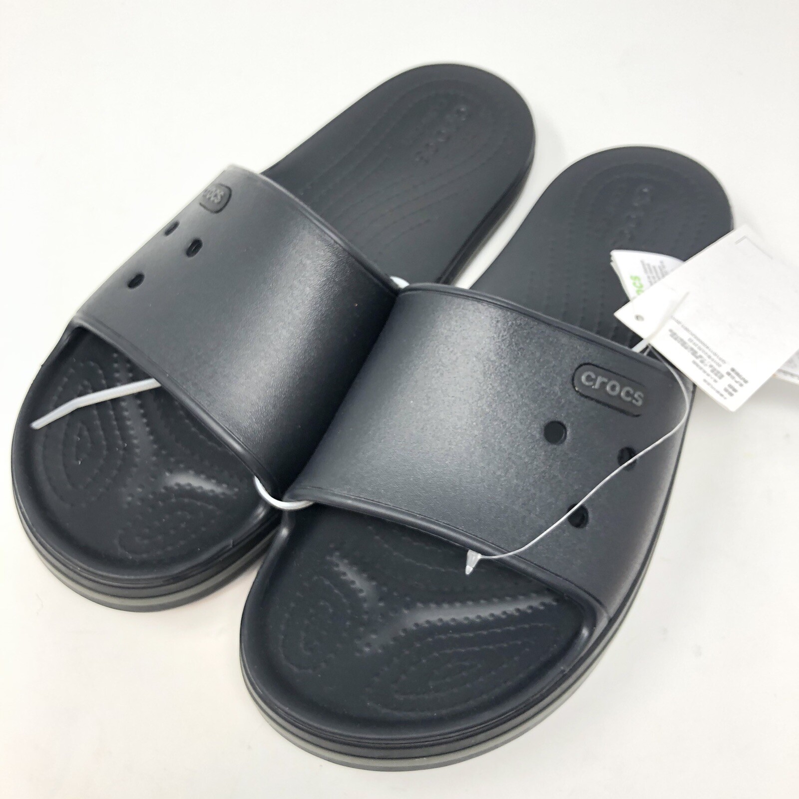 Sandals Crocband Slides Bayaband Slide In Black White – Crocs