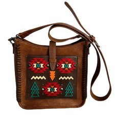 Wrangler Montana West Purse Aztec Embroidered Western Crossbody Bag Brown