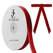 3/8 Inch x 10 Yards Red Velvet Ribbon Continuous Holiday Decoration Craft Bow