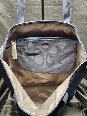 Coach Signature Nylon Packable Tote Bag w/ Snap Pouch F77321 Large
