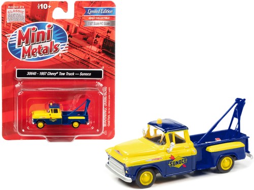 1957 Chevrolet Stepside Tow Truck Sunoco Blue Yellow 1/87 HO Scale Model Car ...