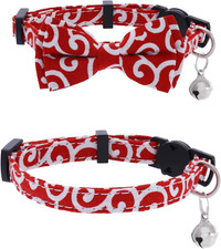 2PCS Cat Collars with Bowtie Breakaway Cat Collar with Bell Adjustable Safety Ki