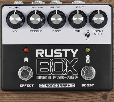 Tronographic Rusty Box [Japan Edition] Bass-Vorverstärker-Pedal schwarz/weiß