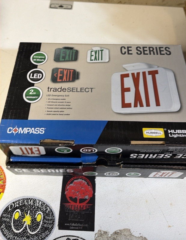Compass CEG CE Series LED Emergency Exit Sign with Wall Mounting Brackets
