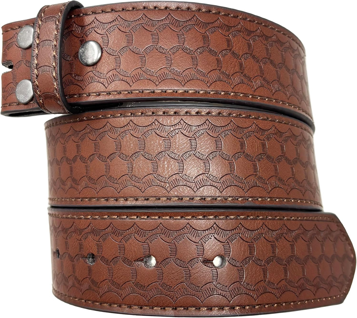 Leather Belt Strap with Dragon Scale Embossed Pattern 1.5