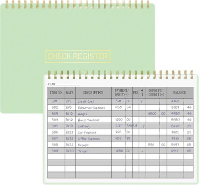 HAUTOCO Check Registers for Personal Checkbook, Transaction Expense Green 