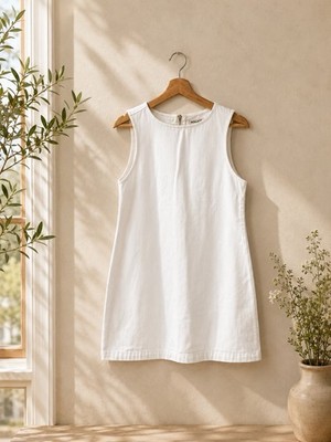 ROLLA'S Vintage White Denim Shift Dress Mini 8 S NWOT