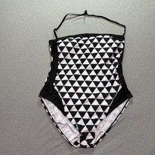 Women's Swimsuit XXL Geometrical Feminine Halter Summer Swimwear Lounge Black