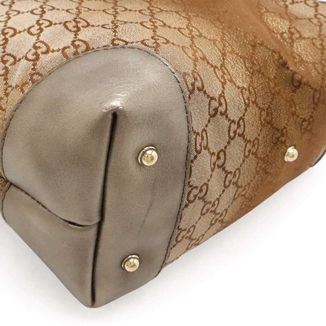 GUCCI GG Canvas Heart Shoulder Bag Leather & Glitter Bronze Used thumbnail 3