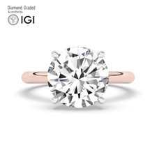 Round Diamond Engagement Ring 18k Rose Gold Labgrown 3.10 Ct Solitaire