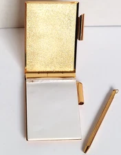 Stratton Compact Note Case Original Pen Notepad Gold tone England Vintage