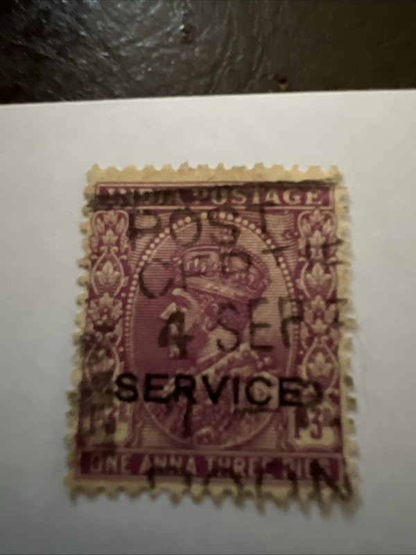 Rare, Stamp, Early 1930s , 1 Anna 3 pies, George V, Purple Color,moderate Cancel