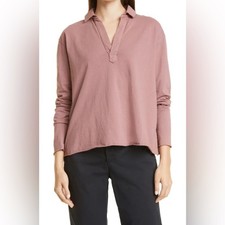 Frank & Eileen Patrick Popover Pink Long Sleeve Collar Top XS 