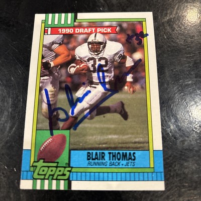Blair Thomas autographed Football Card Penn st 1990 Topps Draft Pick #448 Rookie