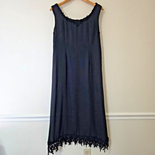 Vintage Sheer Maxi Dress Sz L Black Lace Embroidered Romantic Goth Witchy