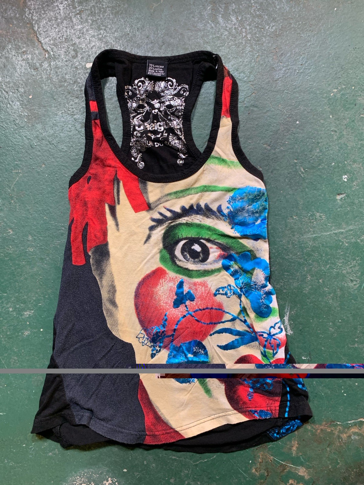 Desigual x Cirque du Soleil Multicolor Graphic Racerback Allover Print Tank Top