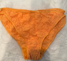 Vintage 90s Victorias Secret Panties Sheer Lace Floral Orange Small 1991
