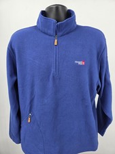 Peter Millar Fleece Pullover Medium Blue Sweater Golf 1/4 Zip Pocket Preppy Men