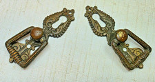pr Drop Pull Draw Door Brass Keyhole Lock Escutcheon antique furniture Hardware 