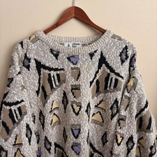 VTG 90's Made in USA London Fog Mulitcolored Patterned Crewneck Sweater L