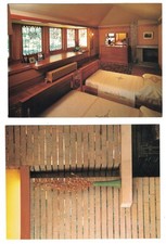 2 VINTAGE FRANK LLOYD WRIGHT MAY HOUSE FIREPLACE & BEDROOM GRAND RAPIDS MI. PC